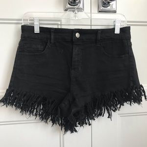 Black Low Rise Jean Shorts